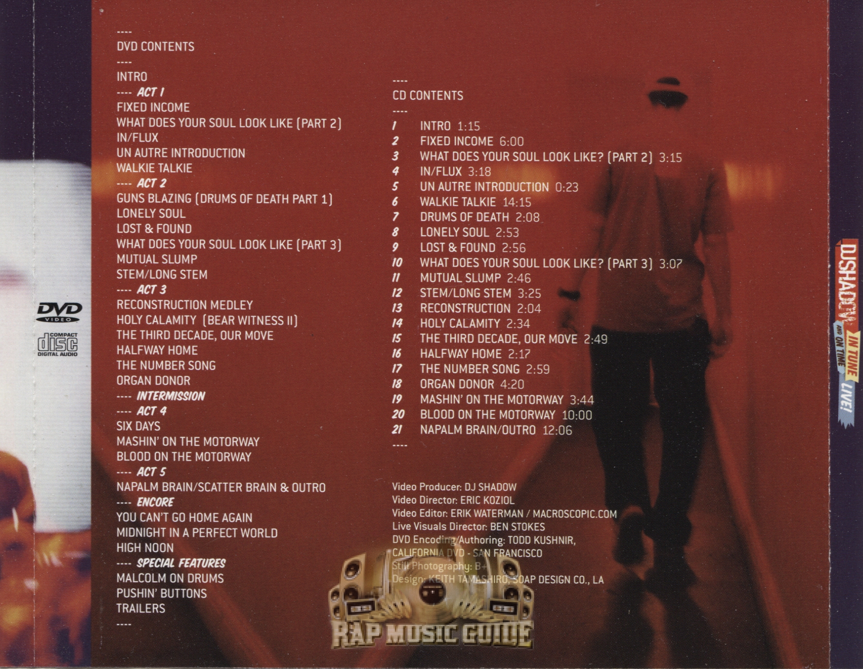 Dj Shadow Live In Tune And On Time DJ Shadow - Live! In Tune And On Time: CD | Rap Music Guide